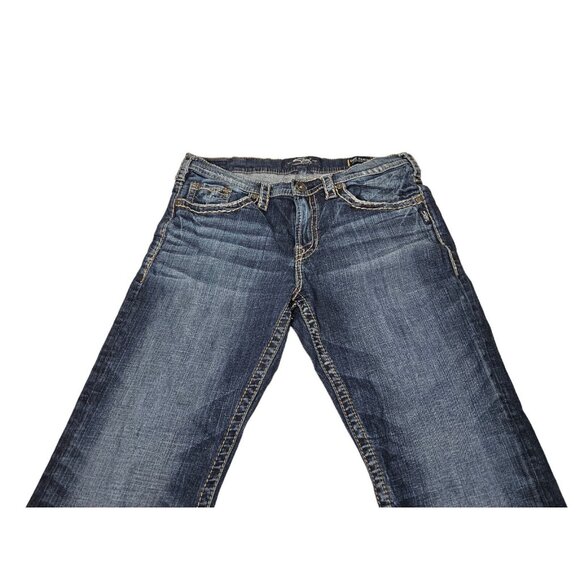 Silver Craig Jeans Bootcut Blue Denim Men's 35x28.5 Actual Dark Wash READ - Picture 2 of 15